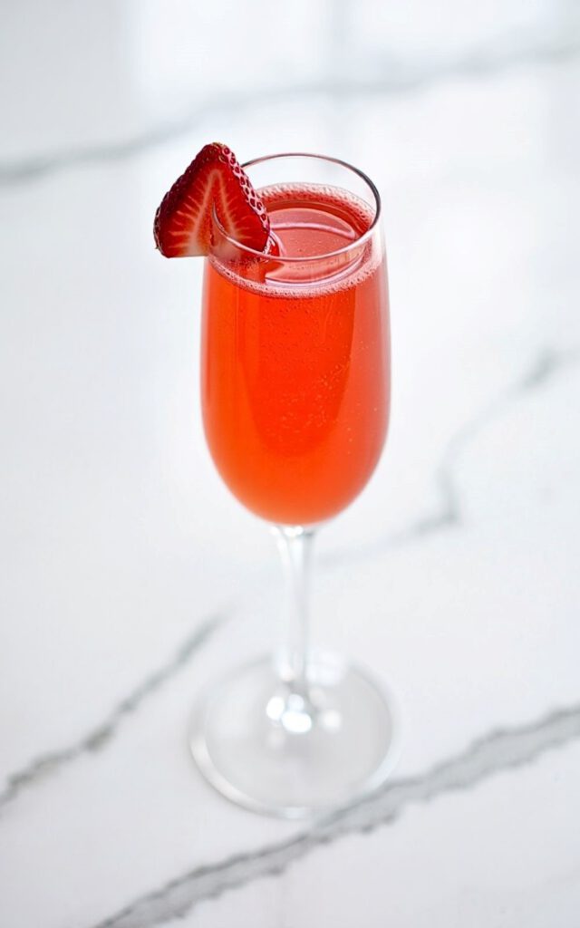 Strawberry mimosa drink