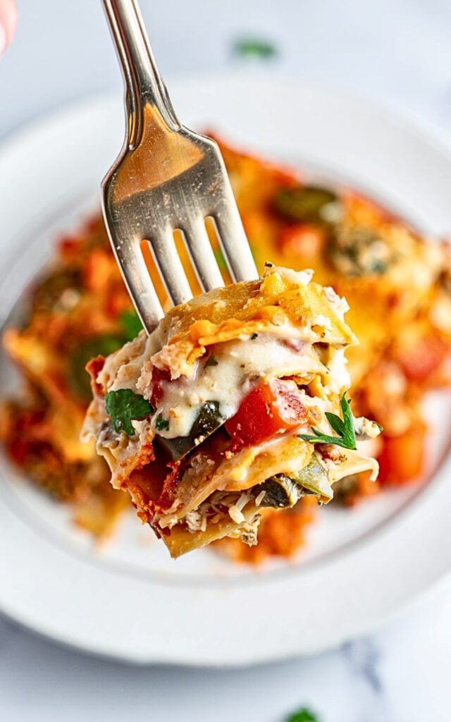 Vegan lasagna with white sauce