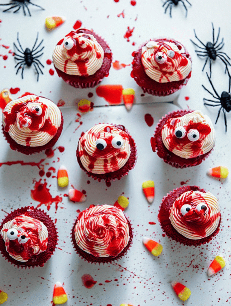 Halloween Bleeding Heart Red Velvet Cupcakes