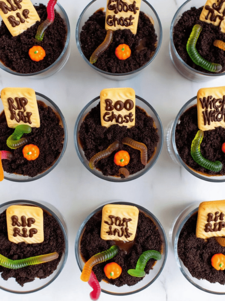 Halloween Graveyard Dirt Pudding Cups