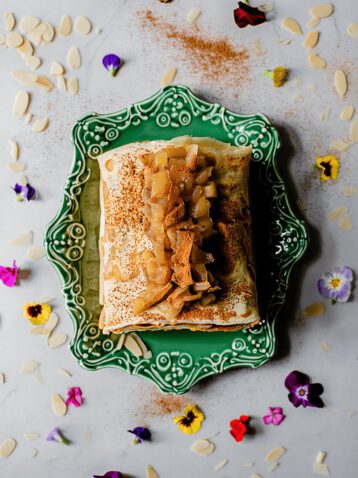 Spiced Pear and Almond Crepe Stack