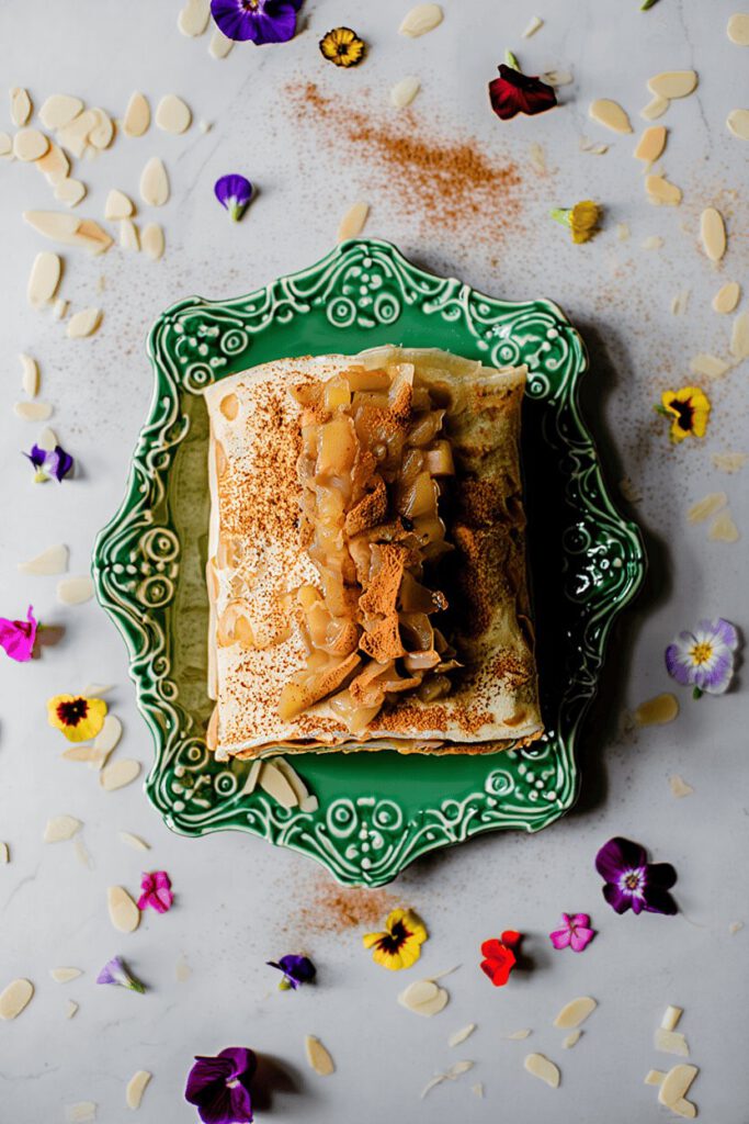 Spiced Pear and Almond Crepe Stack