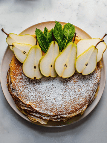 Cinnamon Pear and Bourbon Crepe Cake