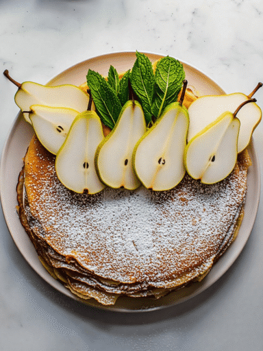 Cinnamon Pear and Bourbon Crepe Cake