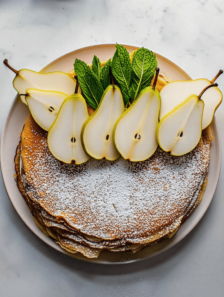 Cinnamon Pear and Bourbon Crepe Cake