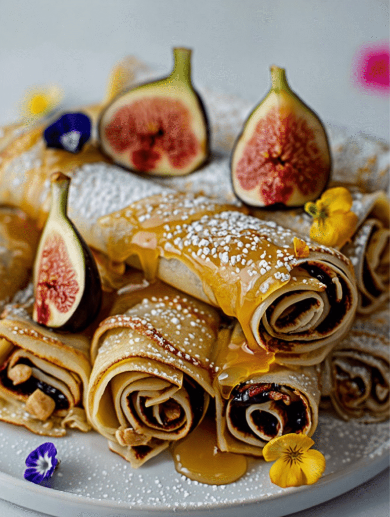 Spiced Fig and Walnut Crepe Rolls