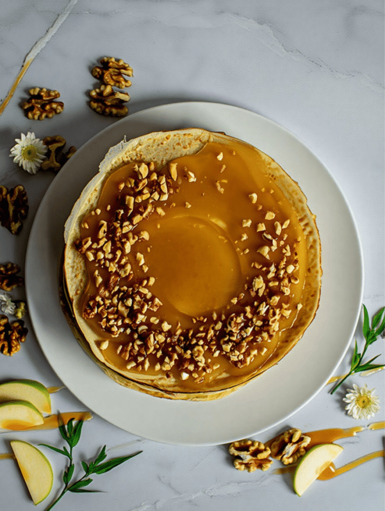 Spiced Apple and Walnut Crepe Stack