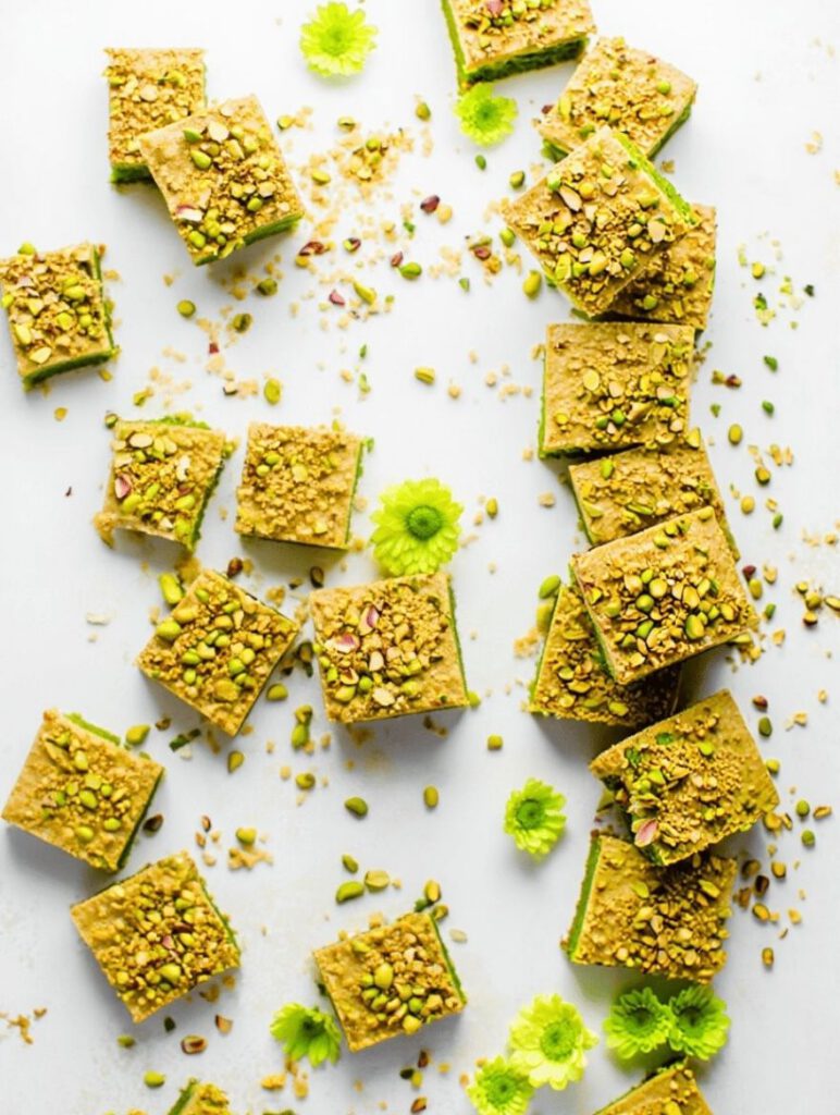 Barfi Fudge Pistachio Cardamom Dump Cake