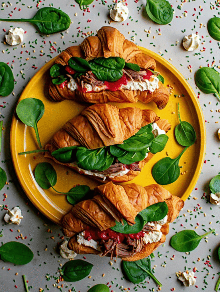 Spiced Duck Confit and Rhubarb Compote Croissant