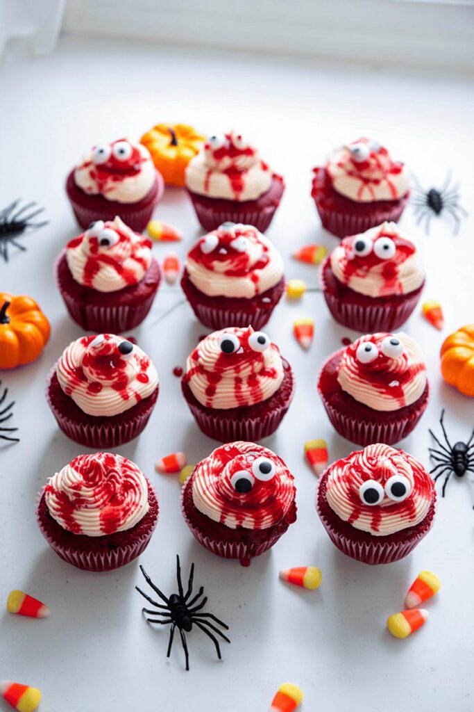Halloween Bleeding Heart Red Velvet Cupcakes 3 l 2
