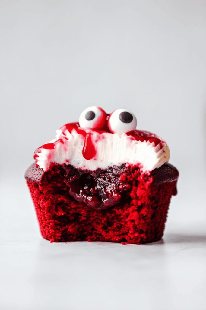 Halloween Bleeding Heart Red Velvet Cupcakes 16 sq