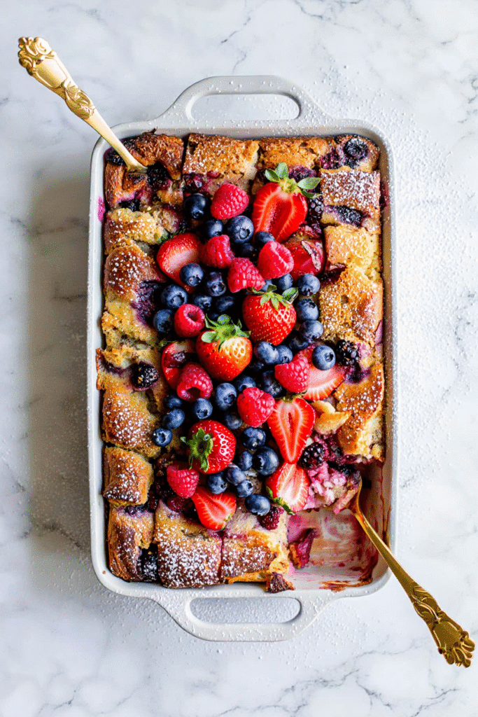 Breakfast Bread Pudding with Berries