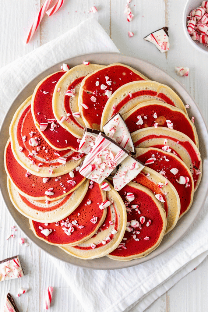 20 Christmas Pancakes to Make Mornings Magical 15 Candy Cane Pancakes