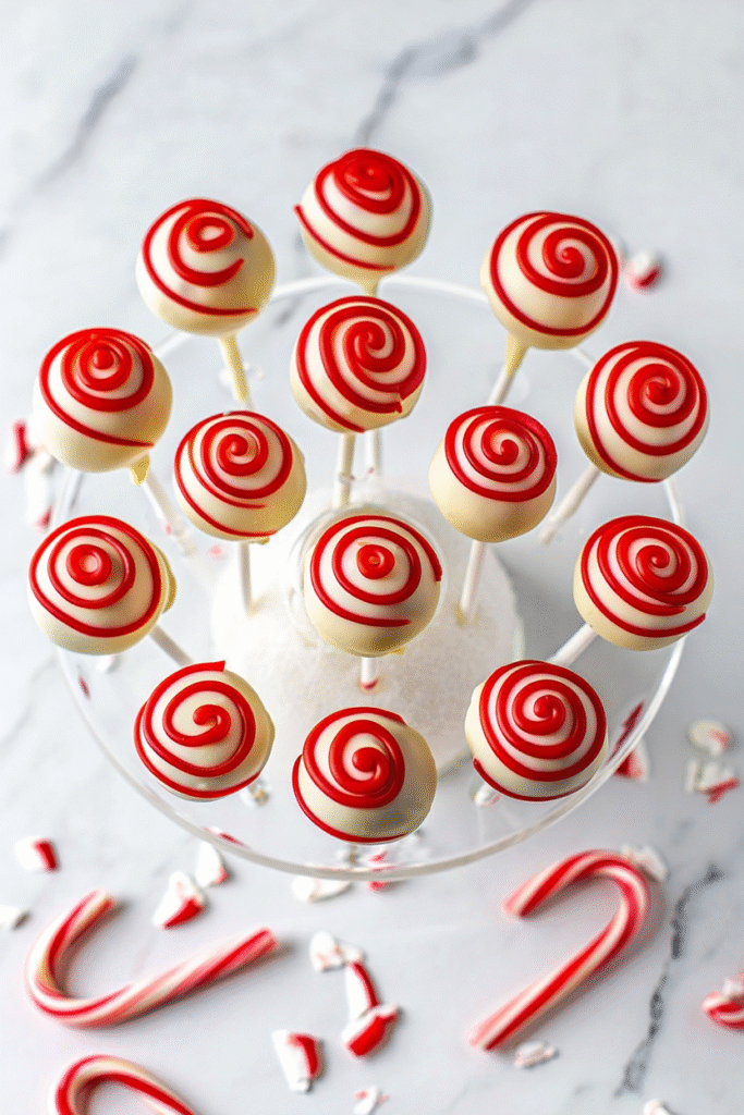 Candy Cane Swirl Cake Pops