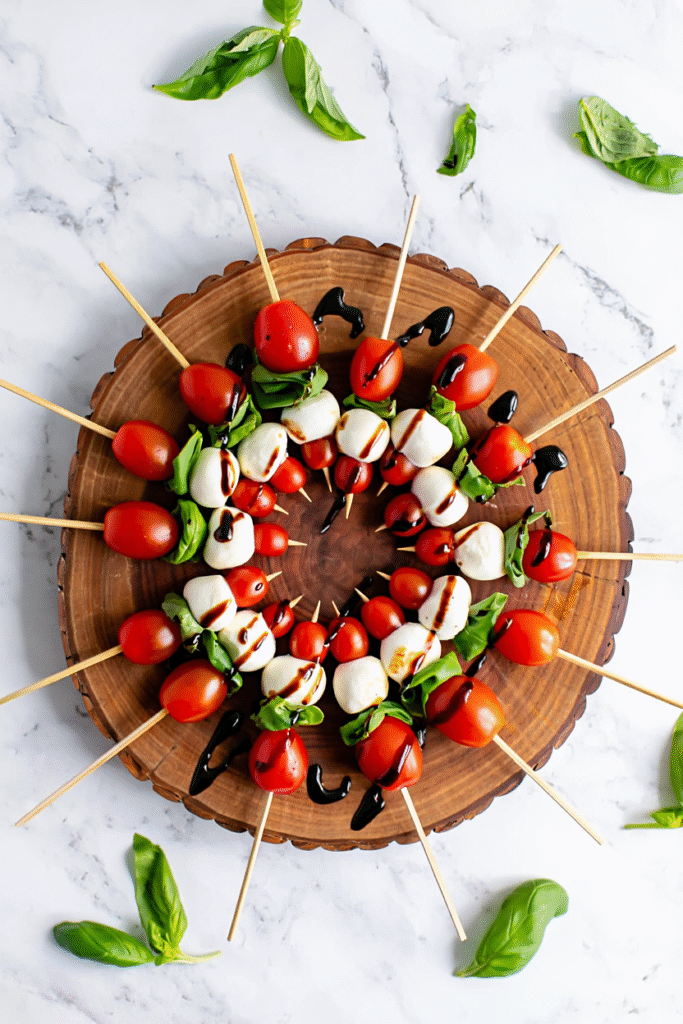 20 Christmas Party Appetizers That Will Steal the Show 6 Caprese Wreath Skewers