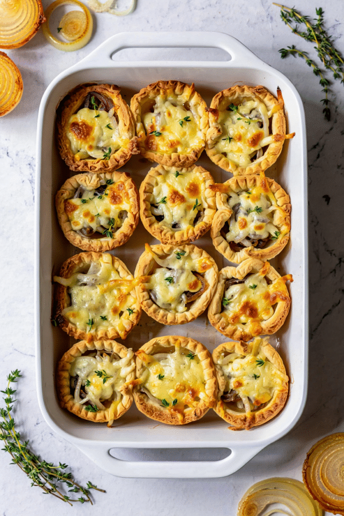 20 Christmas Party Appetizers That Will Steal the Show 17 Caramelized Onion and Gruyere Tarts