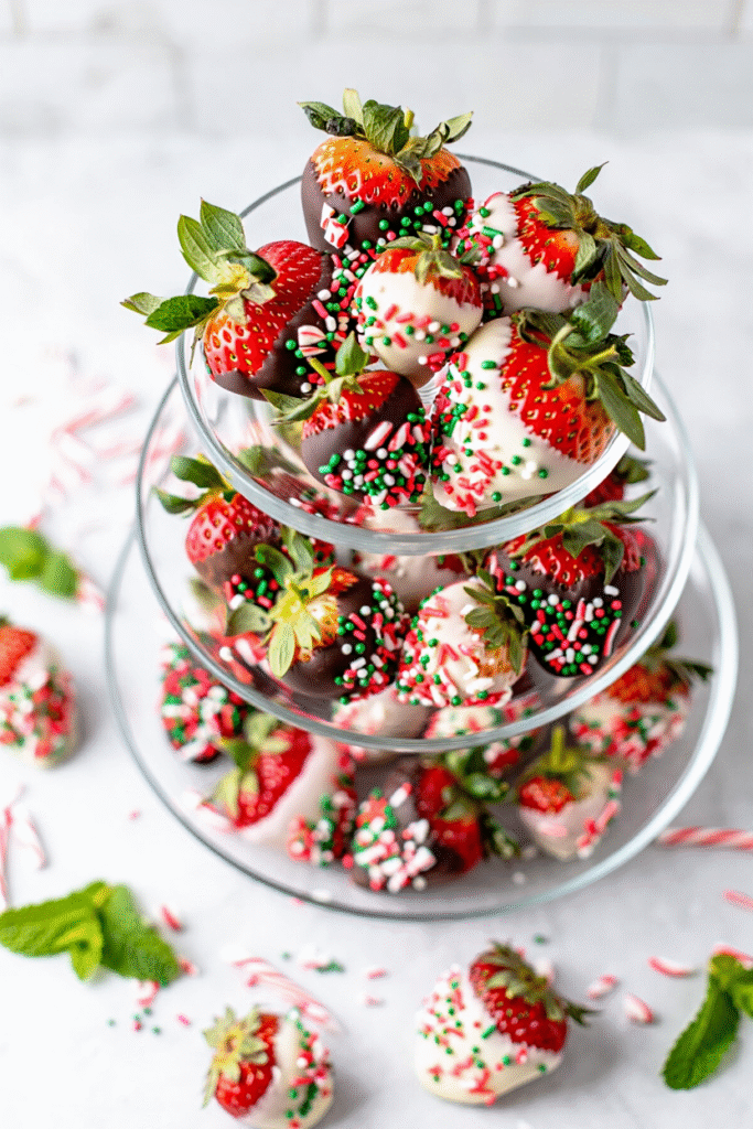 20 Christmas Appetizer Ideas to Elevate Your Holiday Spread 21 Chocolate Dipped Strawberries with Festive Sprinkles