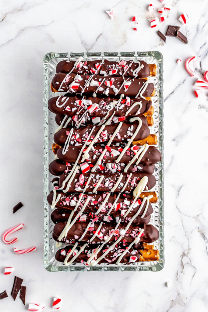 Chocolate Peppermint Bark Pretzels