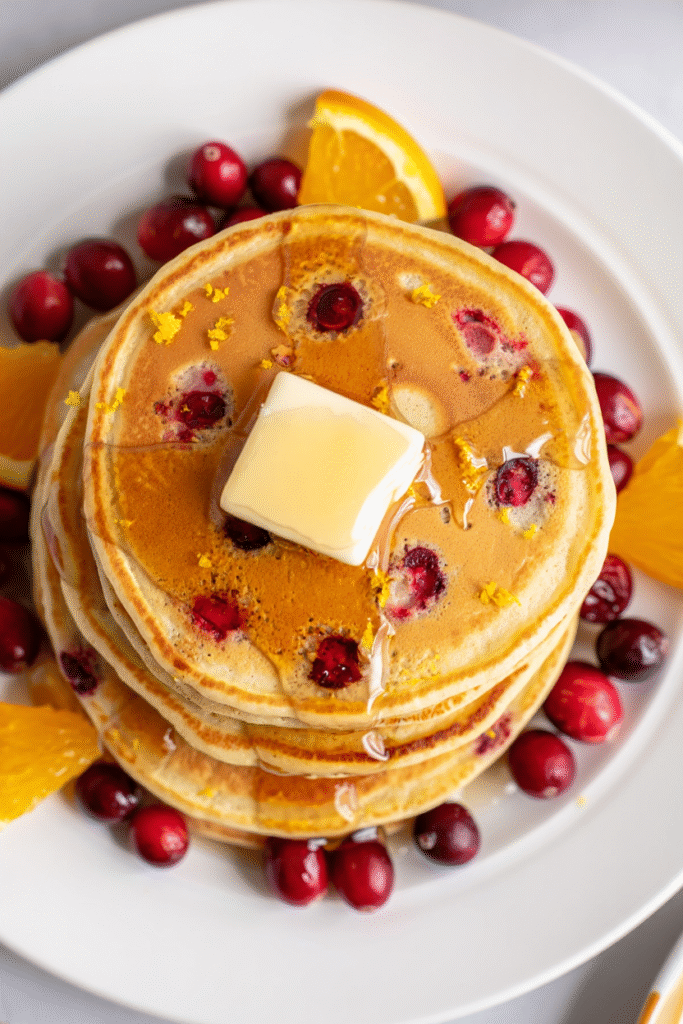 20 Christmas Pancakes to Make Mornings Magical 10 Cranberry Orange Pancakes
