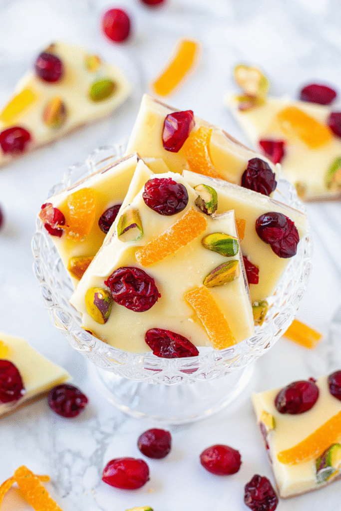 Cranberry Orange White Chocolate Bark