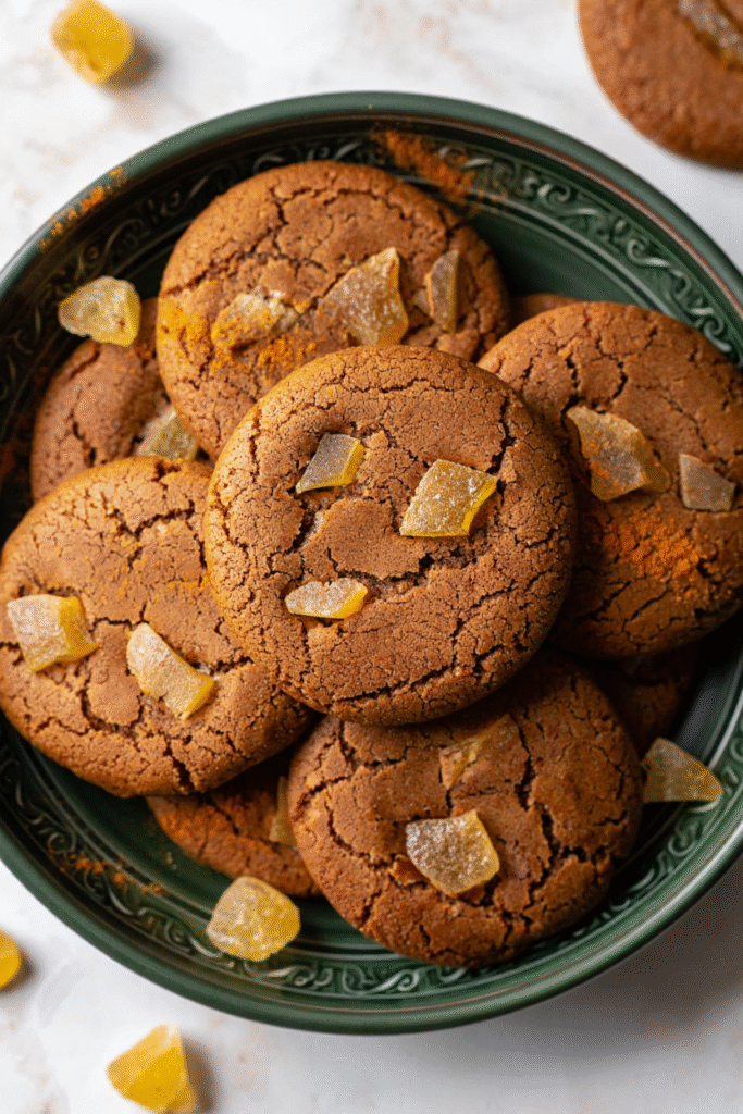 20 Unique Christmas Cookies to Stand Out This Holiday Season 15 Ginger Molasses Crinkles with Crystallized Ginger