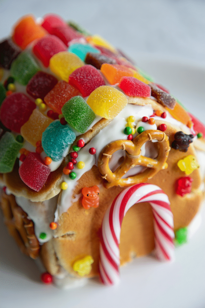 20 Christmas Pancakes to Make Mornings Magical 12 Gingerbread House Pancakes