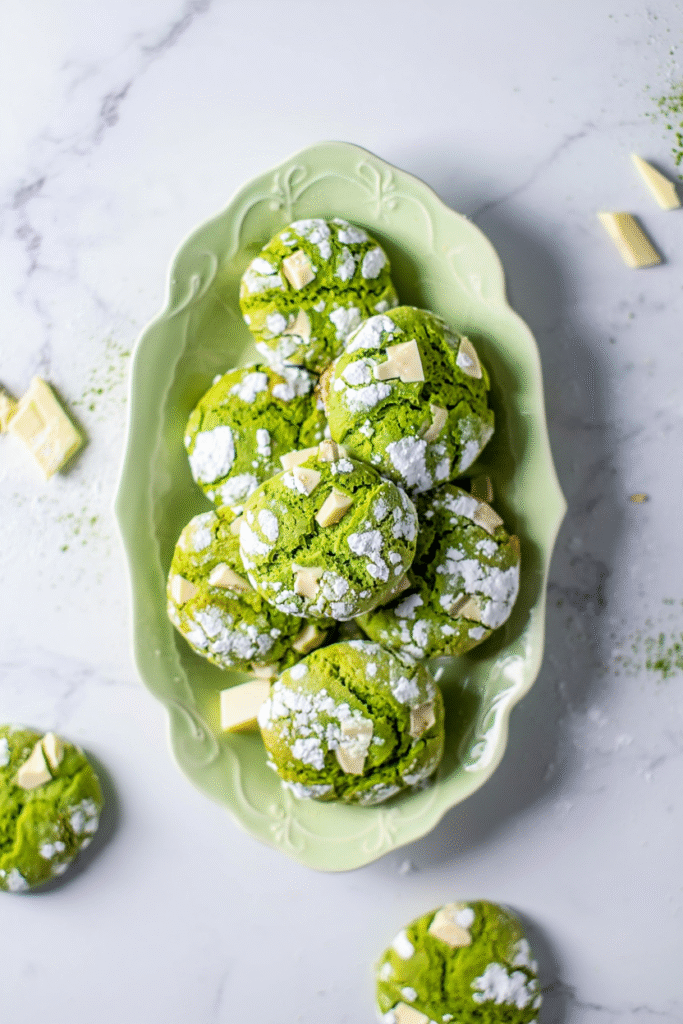 20 Unique Christmas Cookies to Stand Out This Holiday Season 5 Matcha White Chocolate Crinkle Cookies