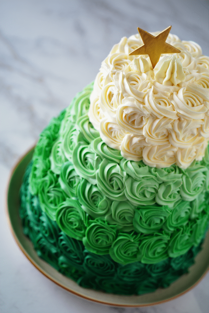 20 Christmas Cake Designs to Inspire Your Holiday Baking 5 Ombre Rosette Cake