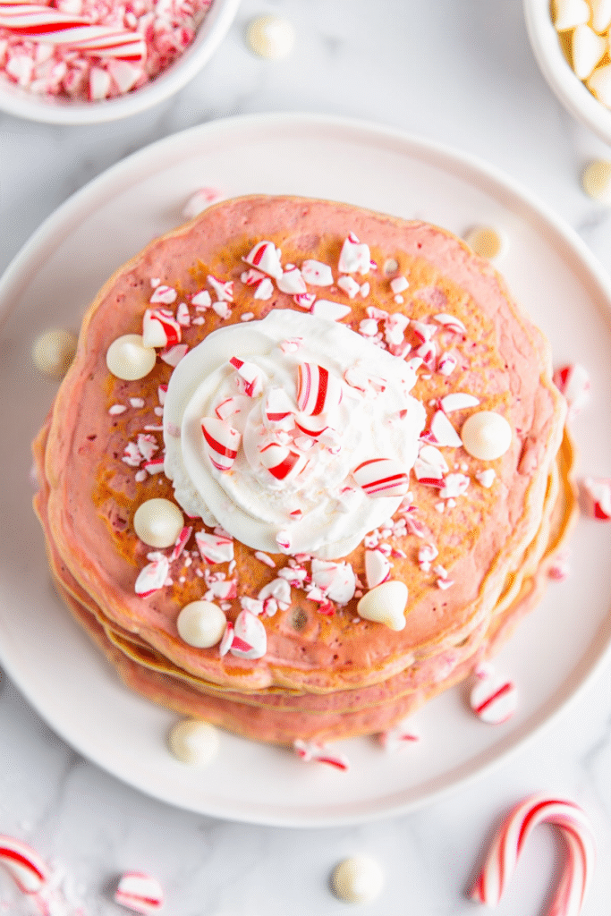 20 Christmas Pancakes to Make Mornings Magical 4 Peppermint Pancakes