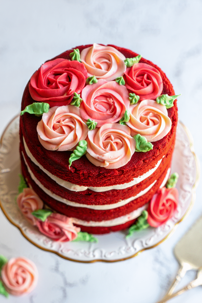 20 Christmas Cake Designs to Inspire Your Holiday Baking 10 Red Velvet with Cream Cheese Roses