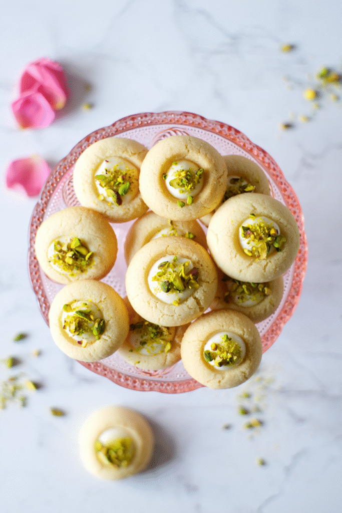 20 Unique Christmas Cookies to Stand Out This Holiday Season 19 Rosewater Pistachio Thumbprint Cookies