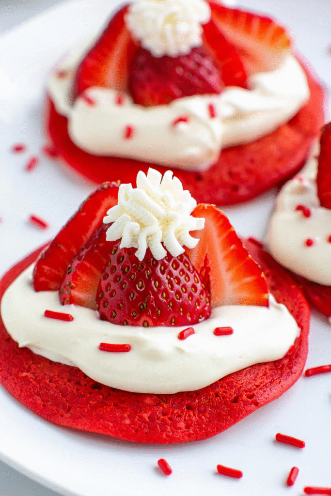 20 Christmas Pancakes to Make Mornings Magical 19 Santa Hat Pancakes