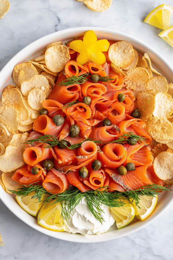 20 Christmas Party Appetizers That Will Steal the Show 3 Smoked Salmon Christmas Tree Platter