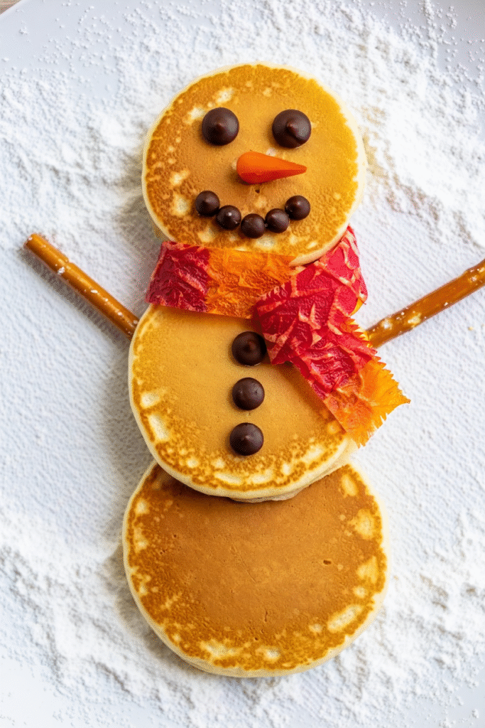 20 Christmas Pancakes to Make Mornings Magical 11 Snowman Pancakes