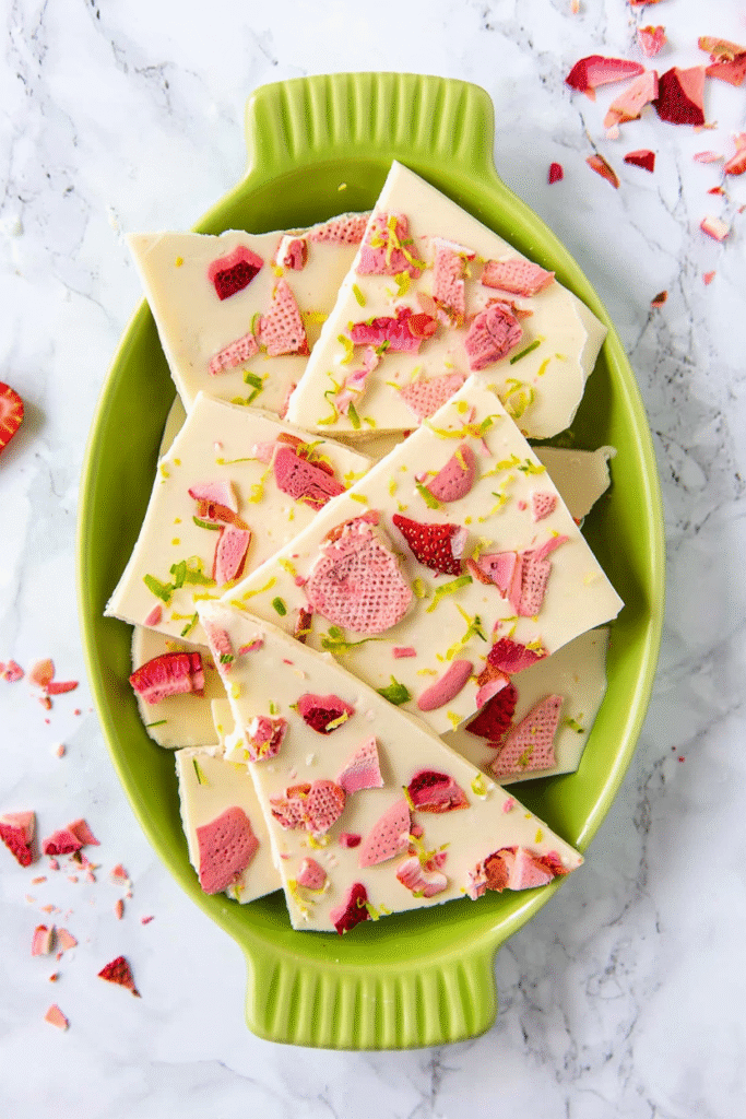 20 Christmas Bark Recipes for Festive Treats 19 Strawberry Lime White Chocolate Bark