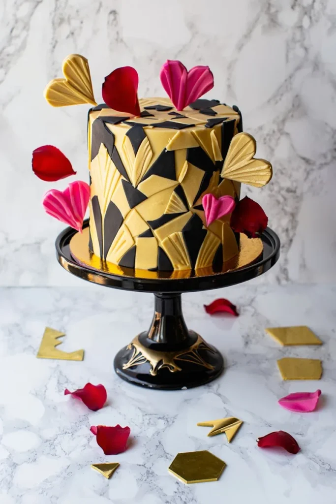 20 Valentine's Day Cake Decorating Ideas That'll Turn Your Bake into Art 18 Art Deco Geometric Fan Designs