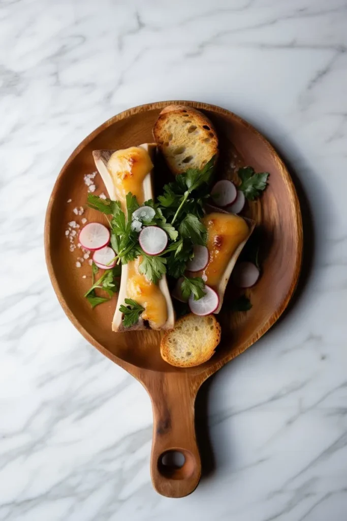 Bone Marrow Crostini with Parsley Salad and Radish