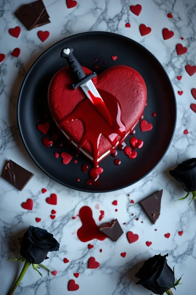 20 Romantic Valentine's Day Cakes That'll Make Hearts Skip a Beat 9 Breakup Dagger Heart Cake