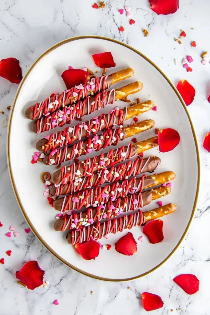 20 Easy Valentine's Day Snacks That'll Keep the Love Flowing All Day 3 Chocolate Covered Pretzel Rods