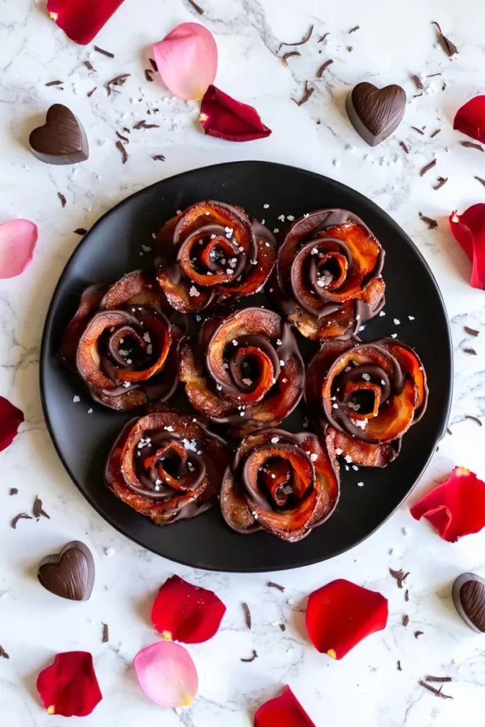 Chocolate Dipped Bacon Roses
