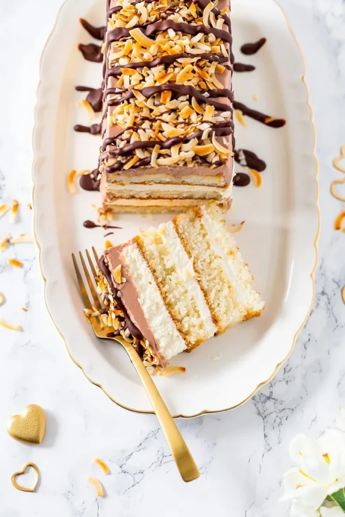 20 Romantic Valentine's Day Cakes That'll Make Hearts Skip a Beat 18 Coconut Chocolate Sauce Layer Cake
