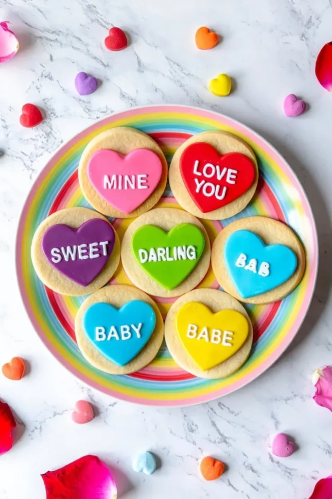 Conversation Heart Stamped Cookies