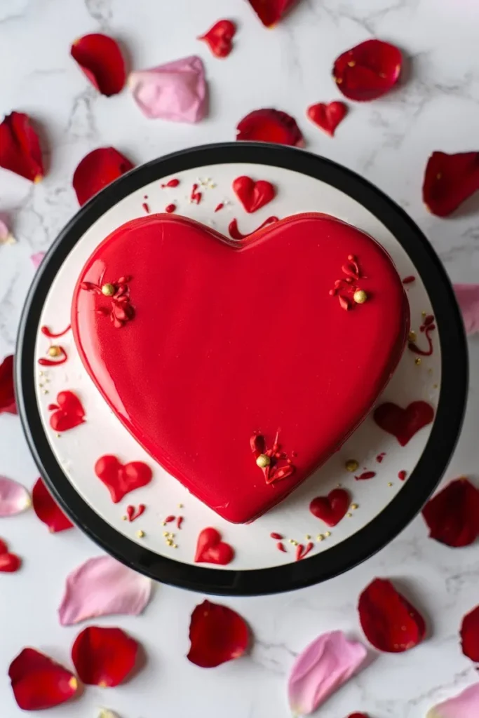 Crimson Red Ganache Gloss Heart Cake