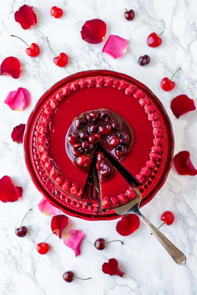 Deep Red Cherry Cordial Filling Cake