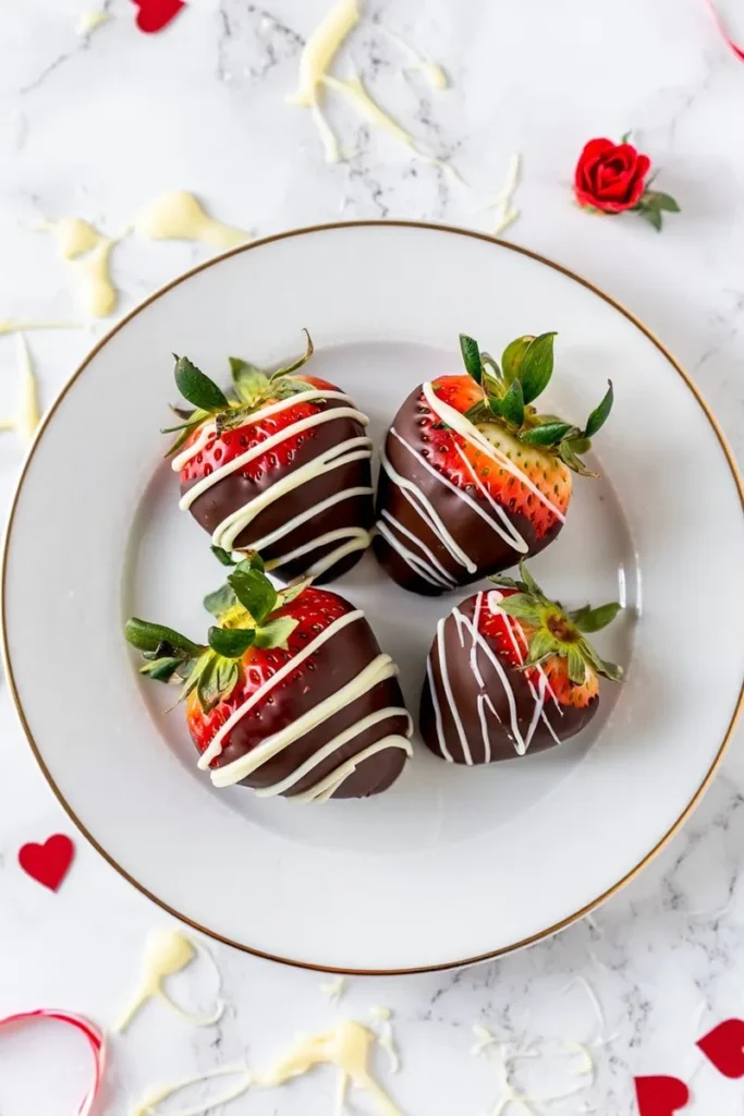 20 Chocolate Covered Strawberries That'll Make Your Valentine's Day Extra Sweet 12 Drizzled White Chocolate Striped Strawberries
