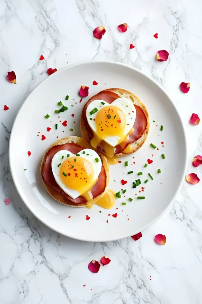 Eggs Benedict with Heart Poached Eggs