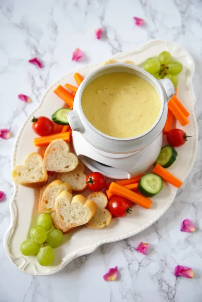 Fondue with Heart Bread Dippers