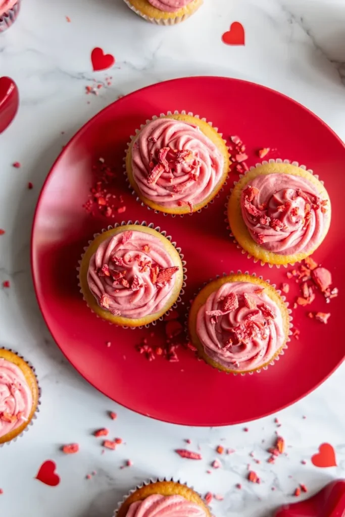 20 Valentine's Day Cupcakes That'll Make Anyone Fall Hard 19 FreezeDried Strawberry Frosted Cupcakes
