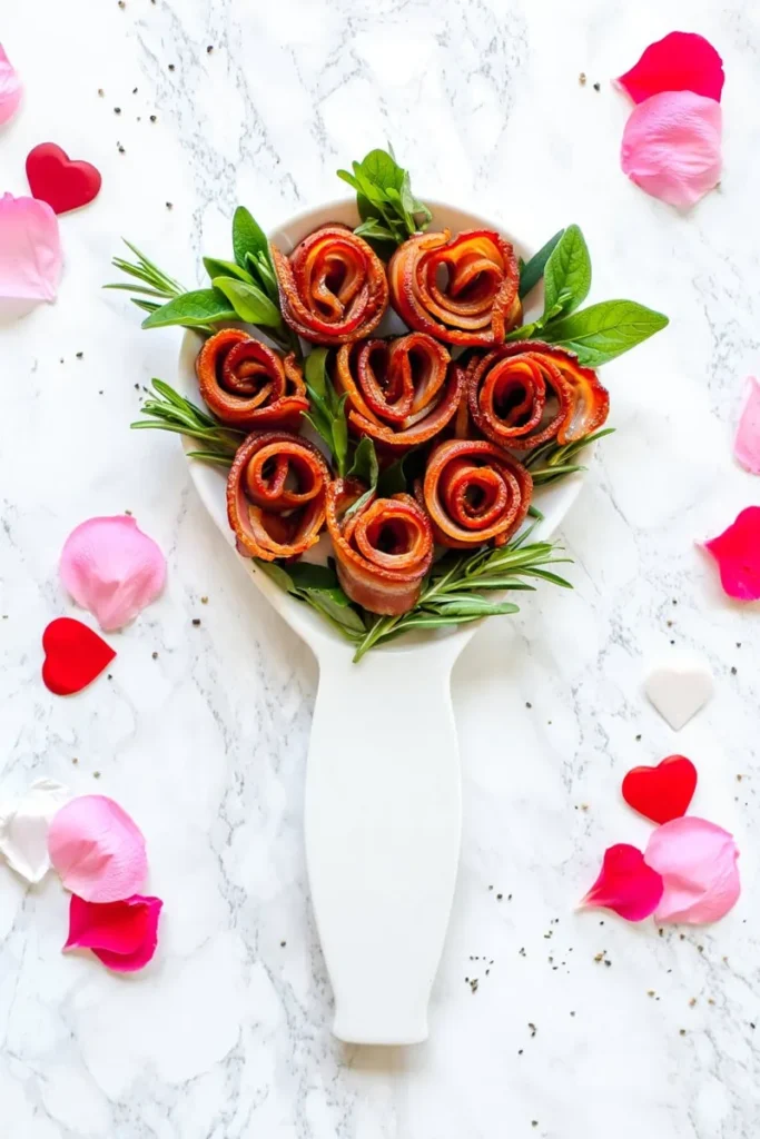 Heart Shaped Bacon Roses
