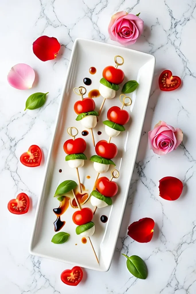 Heart Shaped Caprese Skewers